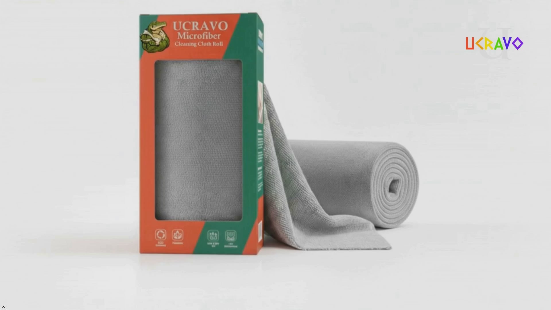 Load video: UCRAVO Reusable Kitchen Towel Roll - 2000 Times Washable | Soft &amp; Highly Absorbent Eco Bamboo Wipes | Better Alternative to Dishcloth &amp; Kitchen Tissue Paper Roll | 20 Sheets for Home &amp; Glass Cleaning